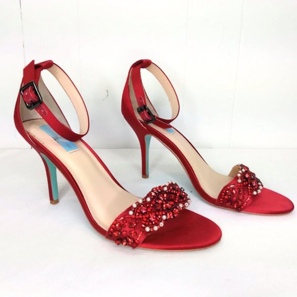 Betsey Johnson Shoes - Blue by Betsey Johnson WM 10 M Red Gina Heel Ankle